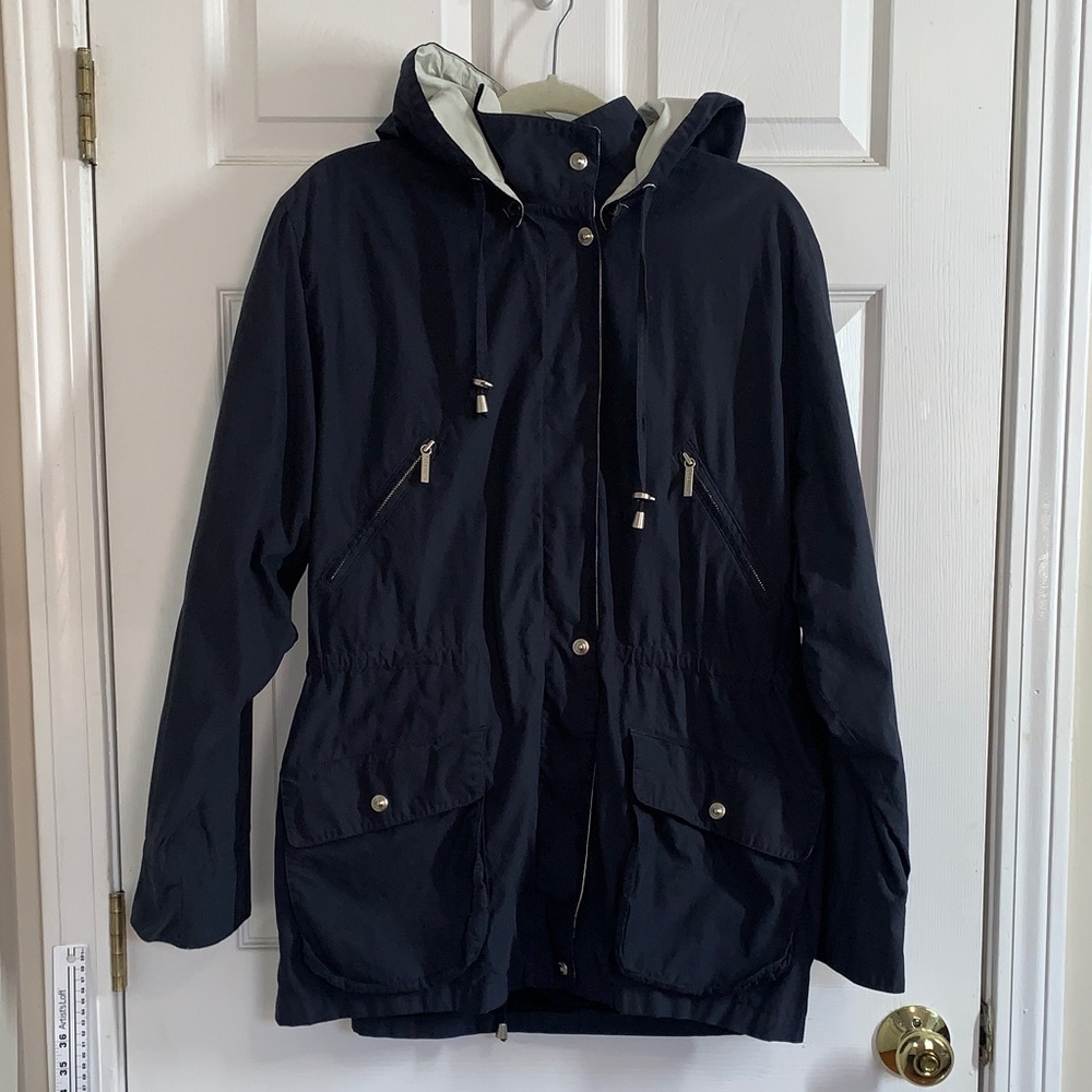 Liz Claiborne Vintage  Navy Hooded Parka Jacket - Lightweight Anorak